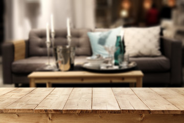 wooden table and sofa 