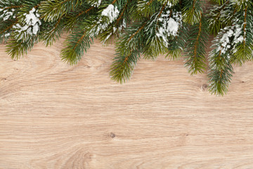 Christmas fir tree on wooden board