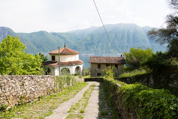 a panoramic view from the top of como lake