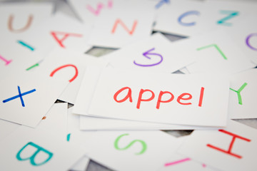 Dutch; Learning the New Word with the Alphabet Cards; Writing AP