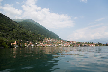 Fototapeta premium Lake Como seen from above a boat in transit to the Comacina island