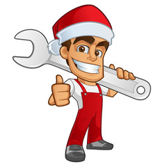 Mecánico vestido de papa noel