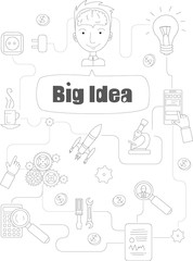 Doodle design style concept of big idea.Creative brainstorm concept business idea, innovation and solution, creative design, vector illustration