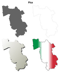 Pisa blank detailed outline map set