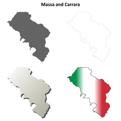 Massa and Carrara blank detailed outline map set