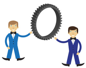 Illustration of men with gear, team work, Vector Illustration