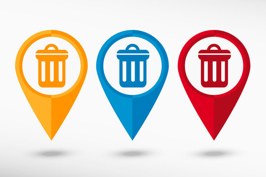 Trash can icon  map pointer