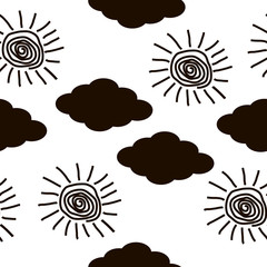 Sun and cloud icons on white.
