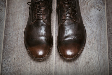 costly beautiful leather men's shoes in vintage style