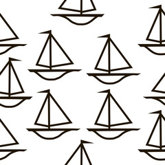 Ship seamless pattern on white.