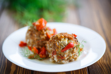 meatballs in sauce with sweet pepper