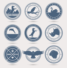 Wild animals badges. EPS10.