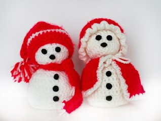 HANDMADE MR & MRS SNOWMEN, CHRISTMAS CARD OR ART
