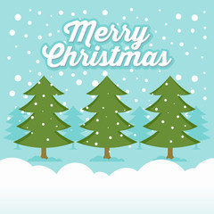 Fototapeta premium Snowy Merry Christmas Illustration Greetings