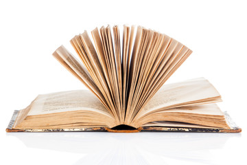 open book on white background.  old book