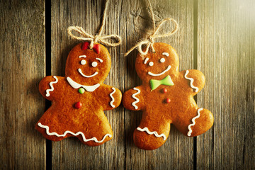 Christmas homemade gingerbread couple cookies