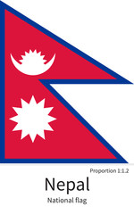 National flag of Nepal with correct proportions, element, colors