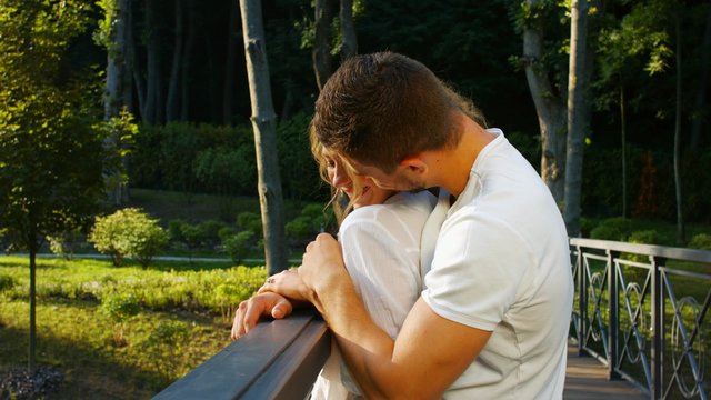 Lovers passionate embrace.