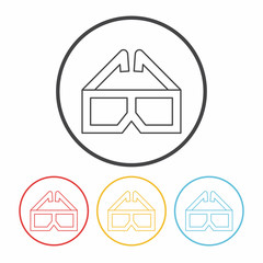 3D glasses line icon