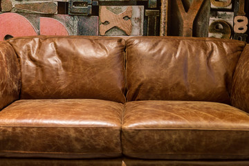 Vintage brown leather sofa
