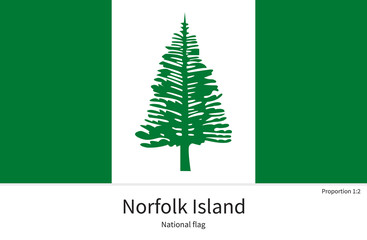 National flag of Norfolk Island with correct proportions, element, colors