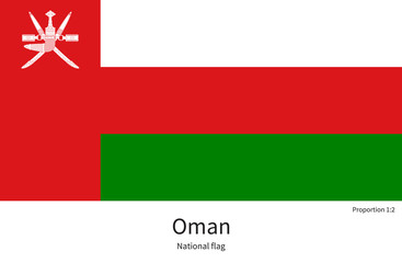 National flag of Oman with correct proportions, element, colors