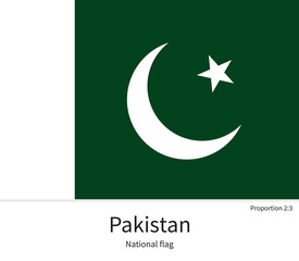 National flag of Pakistan with correct proportions, element, colors