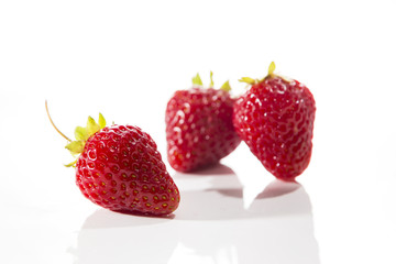 Fresh Strawberry Closeup on White Background