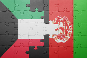 puzzle with the national flag of afghanistan and kuwait