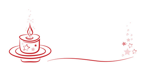 Rote Kerze mit Flamme und Sternen Staub