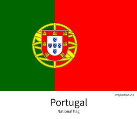 Obraz premium National flag of Portugal with correct proportions, element, colors