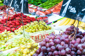 Berry fruits at a marketplace