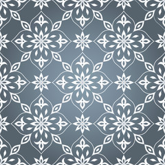 Seamless floral white texture on gray.