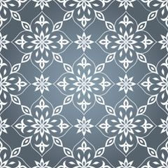 Seamless floral white texture on gray.