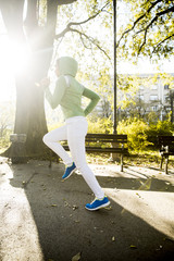 Young woman running in the park