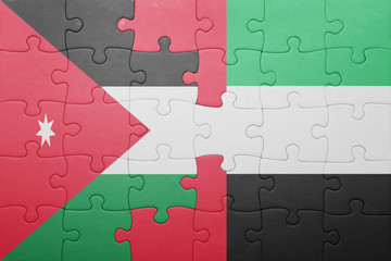 puzzle with the national flag of united arab emirates and jordan