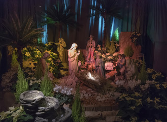 Nativity Crib. Figures of Baby Jesus, Virgin Mary and St. Joseph