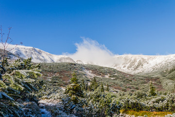 Snow-covered mountain view