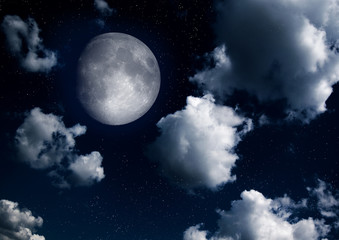 Obraz na płótnie Canvas The moon in the night sky in clouds
