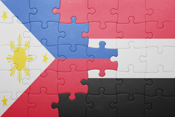 puzzle with the national flag of catalonia and european union