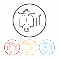 Environmental protection concept green motor bike line icon