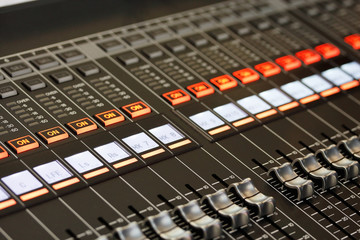 closeup of mixing console