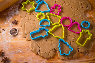 Dough and cookie cutters.