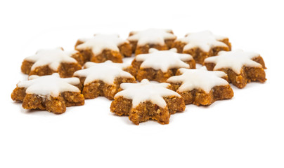 Christmas star shaped cookie with white icing