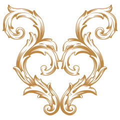 Premium Gold vintage baroque frame scroll ornament engraving border floral retro pattern antique style acanthus foliage swirl decorative design element filigree calligraphy