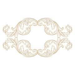 Premium Gold vintage baroque frame scroll ornament engraving border floral retro pattern antique style acanthus foliage swirl decorative design element filigree calligraphy