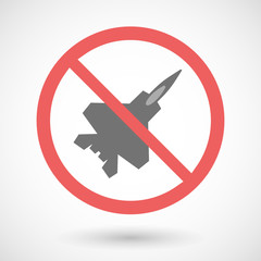 Obraz premium Forbidden vector signal with a combat plane