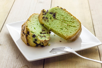 Donut with mint and drops of chocolate