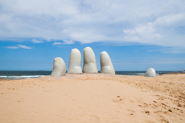 Hand sculpture, Punta del Este Uruguay - obrazy, fototapety, plakaty