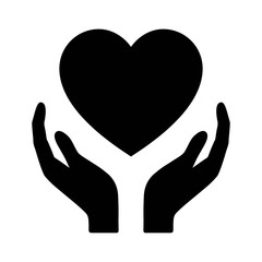 Healthcare hands holding heart flat icon for apps and website